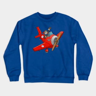 The waving pilot in his red airplane Crewneck Sweatshirt